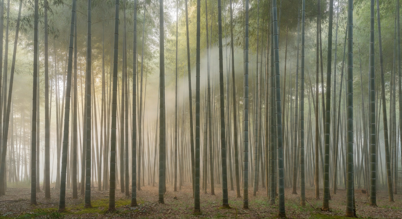 竹林の朝霧